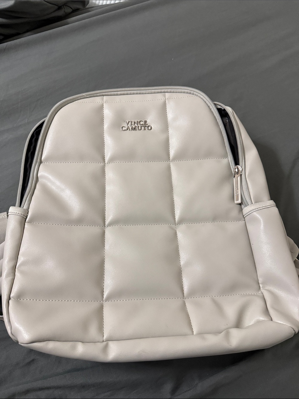 Vince Camuto Quilted Backpack in Light Beige